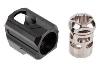 Tyrant Designs Universal Fit 9mm Compensator Uni-Comp features a nickel finish